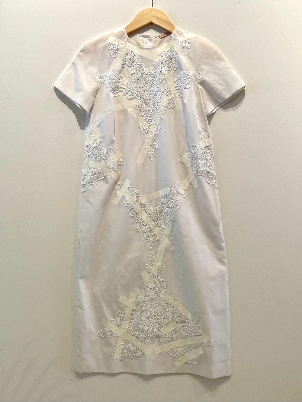 Christopher Kane Iconic White “Tape” Dress with Lace from the 2013 Collection